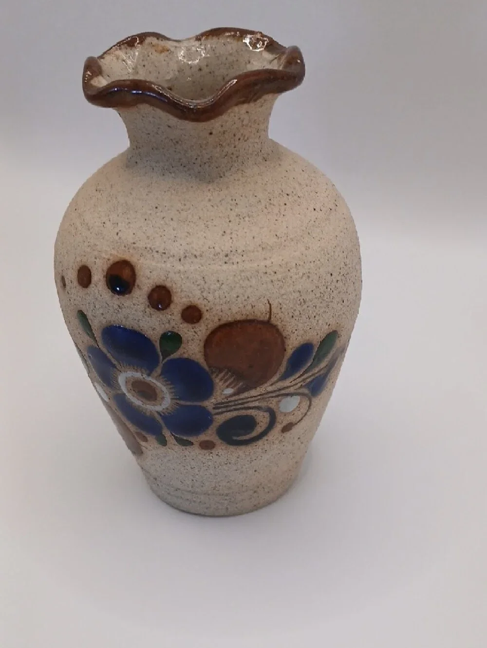 Tonala Hand-painted Floral Pottery Vase 5.5